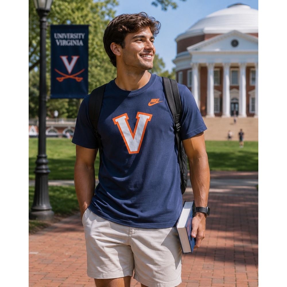 NWT Nike University of Virginia Cavaliers T-Shirt Men's Large Blue UVA Graphic